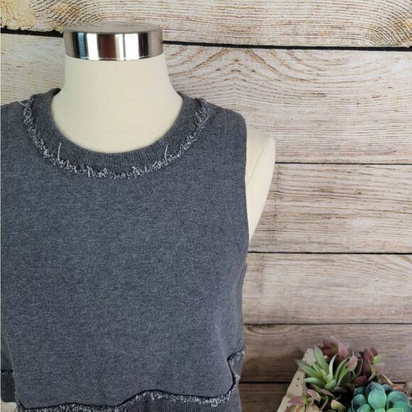 10 Crosby Derek Lam Women's Striped Knit Layered Blouse Grey/White Size 4 - Picture 4 of 9